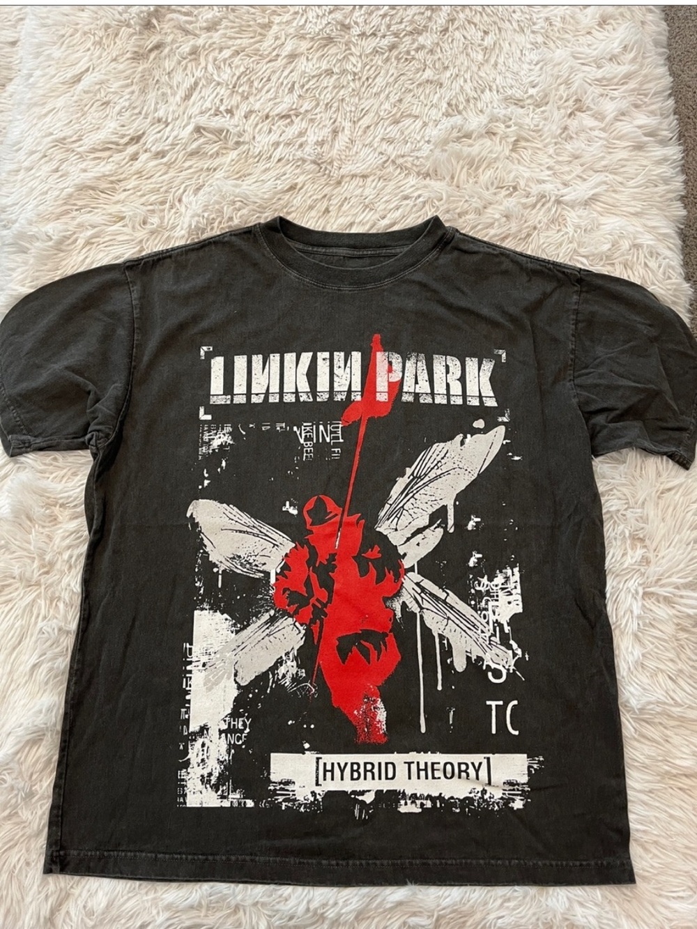 Linkin Park Hybrid Theory large t shirt merch washed grey red